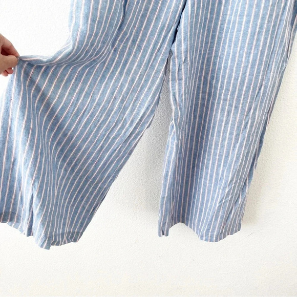 Max studio Blue Pink Pinstripe Linen Blend Wide Leg Pants - Picture 6 of 8